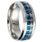 Steel Beveled Edges Blue Cross Pattern Comfort-Fit 8mm Titanium Wedding Band