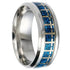 Steel Beveled Edges Blue Cross Pattern Comfort-Fit 8mm Titanium Wedding Band