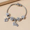 Vintage Rhinestone Flower Peplum Beaded Silver Bracelet For Women