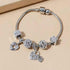 Vintage Rhinestone Flower Peplum Beaded Silver Bracelet For Women