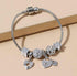 Vintage Rhinestone Flower Peplum Beaded Silver Bracelet For Women