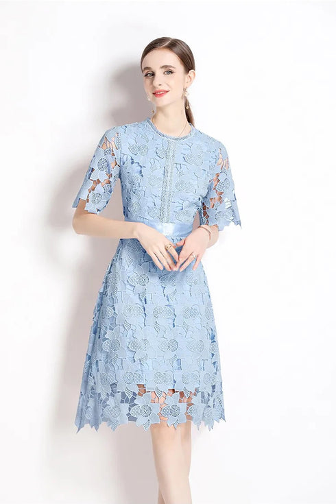 Adorable & Stunning High Quality Exquisite Hollow-out Lace Crochet Designer A-Line Cocktail, Party, Prom, Wedding Guest Dress