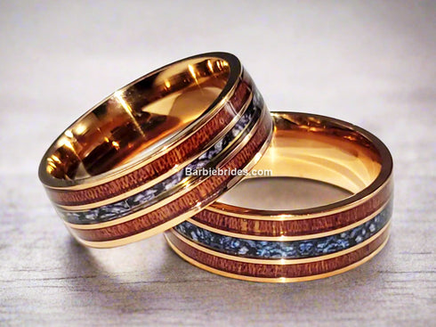 Men 8mm Tungsten Carbide Burnt Whiskey Barrel Meteorite Inspire Comfort-Fit Wedding Band