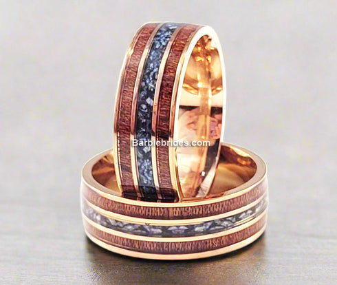Men 8mm Tungsten Carbide Burnt Whiskey Barrel Meteorite Inspire Comfort-Fit Wedding Band
