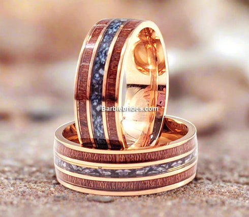 Men 8mm Tungsten Carbide Burnt Whiskey Barrel Meteorite Inspire Comfort-Fit Wedding Band