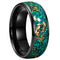 Green Gold Leaf Flakes Meteorite Comfort-Fit 8mm Tungsten Wedding Band