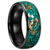 Green Gold Leaf Flakes Meteorite Comfort-Fit 8mm Tungsten Wedding Band