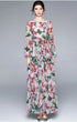 Luxury Designer Enchanting Floral Chiffon Vintage Long Sleeves Holiday, Party, Cocktail Floor Length Maxi Dress