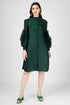 Runway Fashion Drop-Dead Gorgeous Petal Ruffled Sleeve, Mock Neck, Pleated Party, Festive Vintage Women's Dress