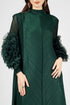 Runway Fashion Drop-Dead Gorgeous Petal Ruffled Sleeve, Mock Neck, Pleated Party, Festive Vintage Women's Dress