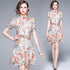Out Of This World Exquisite Hollow Out Lace Floral Stand Collar, Belted Office, Cocktail, Party, Festive Dress