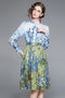 Runway Fashion Eye-Catching Floral Print Bow Neck, Full Sleeve, Office, Party, Cocktail Dress
