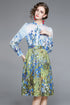 Runway Fashion Eye-Catching Floral Print Bow Neck, Full Sleeve, Office, Party, Cocktail Dress