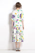 Runway Fashion Enchanting Floral Print, Hollow out Lace, Ruffled, Belted, Party, Holiday Women's Dress
