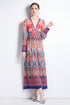 Entrancing Runway Fashion Floral Print V-Neck, Long Sleeves Party, Cocktail, Wedding Guest Maxi Dress