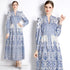 Renaissance Paisley Printed Court Style Elegant V-Neck, High Waist, Lantern Sleeve Formal Party Dress