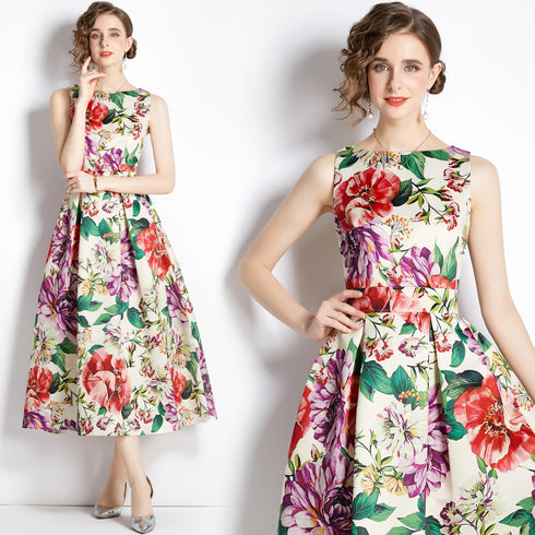 Adorable & Captivating Vintage Floral Pretty Women Flared A-Line Formal, Guest, Party, Prom Quinceanera Dress