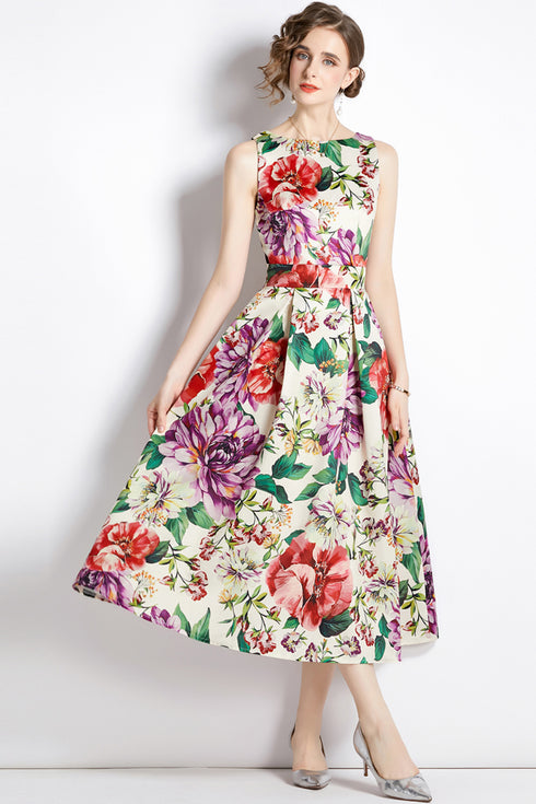 Adorable & Captivating Vintage Floral Pretty Women Flared A-Line Formal, Guest, Party, Prom Quinceanera Dress