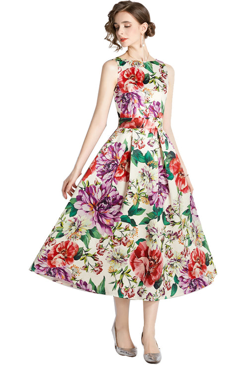 Adorable & Captivating Vintage Floral Pretty Women Flared A-Line Formal, Guest, Party, Prom Quinceanera Dress