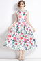Elegantly Adorable Vintage Mesmerizing Floral Printed Flared, A-Line Party, Cocktail, Wedding Guest, Prom Quinceanera Dress