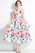 Elegantly Adorable Vintage Mesmerizing Floral Printed Flared, A-Line Party, Cocktail, Wedding Guest, Prom Quinceanera Dress