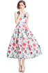Elegantly Adorable Vintage Mesmerizing Floral Printed Flared, A-Line Party, Cocktail, Wedding Guest, Prom Quinceanera Dress