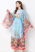 Romantic Flower Flowy Runway O-Neck, Flare Sleeve, Floral Print Bohemian Chiffon Maxi Dress