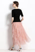 Runway Fashion 2-Pcs V-Neck Top With Cascading Ruffled Ankle Length A-line Skirt Dress