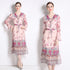 Elegantly Gorgeous French Style Ruffled V-Neck, Women's Elegant Pink Floral, Long Sleeve Office, Holiday, Party Dress