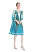 Harmonious Glowing Fall Fashion Feather Gradient Printed Round Neck, Pleated & Stretchable Free Size Vintage Women Dress