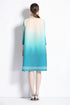 Harmonious Glowing Fall Fashion Feather Gradient Printed Round Neck, Pleated & Stretchable Free Size Vintage Women Dress