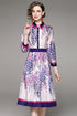 Enthralling Runway Fashion Floral Print, Collared, Elegant A-Line Vintage Party, Festive Women's Midi Dress