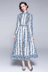 Classic & Enthralling Vintage Floral Print Collared, Long Sleeve, A-Line, Day and Evening Wear, Office & Party Dress