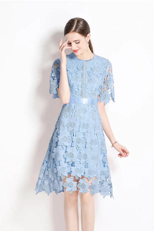 Adorable & Stunning High Quality Exquisite Hollow-out Lace Crochet Designer A-Line Cocktail, Party, Prom, Wedding Guest Dress