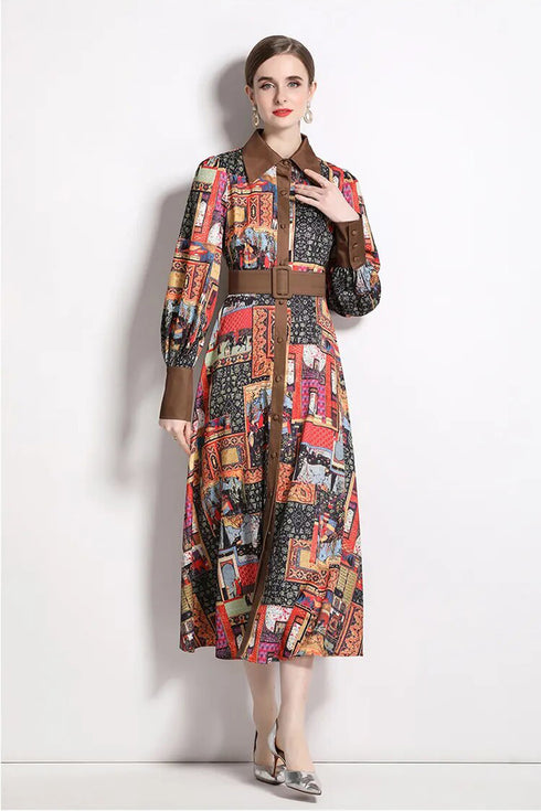 Stylish and Elegant Women's Vintage Floral Classic Collar