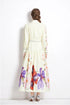 Runway Fashion Autumn Floral Print Mock Neck, Long Lantern Sleeve, Belted, Ruffled Cocktail, Party, Festive Long Maxi Dress