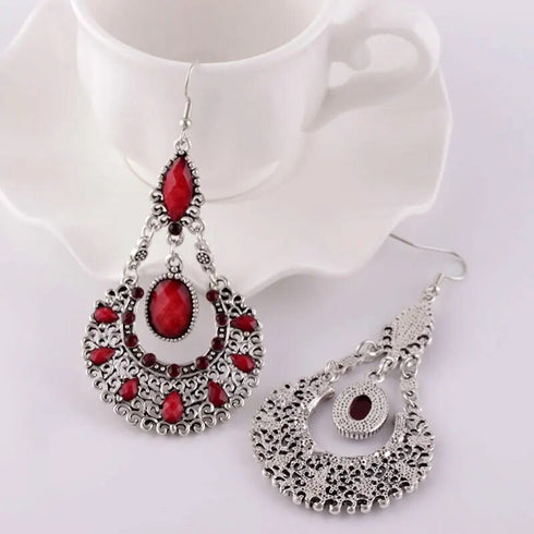 Bohemia National Wind Restoring Ancient Ways Sunflower Earrings Red Color