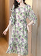 Enchanting Floral Long Sleeve Dress, Luxury Chic Ruffled Long Casual & Evening Women Dress
