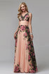 Glamorous Floral V-Neck, A-Line Pleated Empire Waist, Large Swing Stunning Prom, Party, Wedding Guest Floor Length Maxi Dress