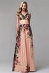 Glamorous Floral V-Neck, A-Line Pleated Empire Waist, Large Swing Stunning Prom, Party, Wedding Guest Floor Length Maxi Dress
