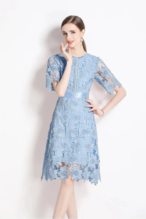 Adorable & Stunning High Quality Exquisite Hollow-out Lace Crochet Designer A-Line Cocktail, Party, Prom, Wedding Guest Dress