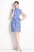 Magnificent & Exquisite Crochet Hollow Lace Dress, Mock Neck, Belted, Delicate A-line Prom, Party, Wedding Guest Dress