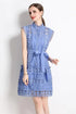 Magnificent & Exquisite Crochet Hollow Lace Dress, Mock Neck, Belted, Delicate A-line Prom, Party, Wedding Guest Dress