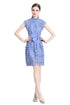 Magnificent & Exquisite Crochet Hollow Lace Dress, Mock Neck, Belted, Delicate A-line Prom, Party, Wedding Guest Dress