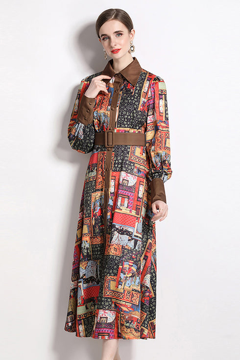 Stylish and Elegant Women's Vintage Floral Classic Collar