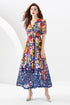 Vintage Floral Chiffon Bohemian V-Neck Long Maxi Dress