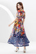 Vintage Floral Chiffon Bohemian V-Neck Long Maxi Dress