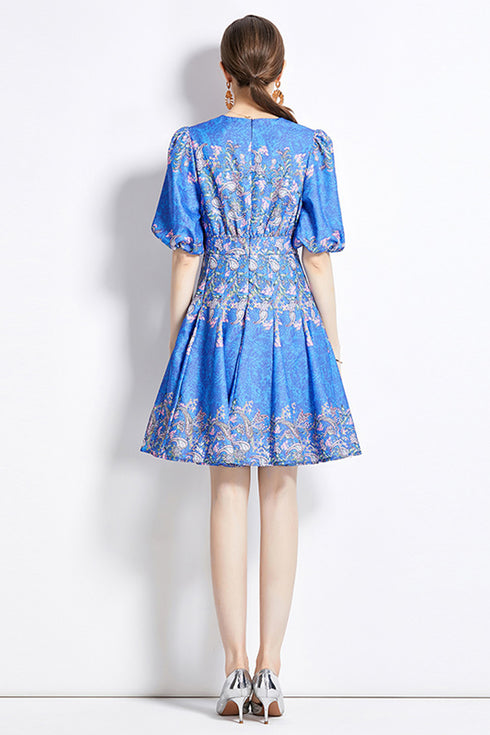 Graceful & Glowing V-Neck, Lantern Sleeve, Empire Waist Cocktail, Party, Prom Flowy Fairytale Dress