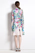 Vivid & Alluring Floral Designer Collared, Long Sleeve, Belted Slim A-Line Shirt Dress, Office, Party Dress
