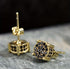 BB-NA-14K Gold Plated 1.75Ct Black Cubic Zirconia Men & Women Cluster Stud Earrings